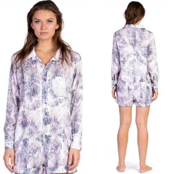 NEW Plush Silky Snakeskin Pajama Romper - Picture 1 of 14